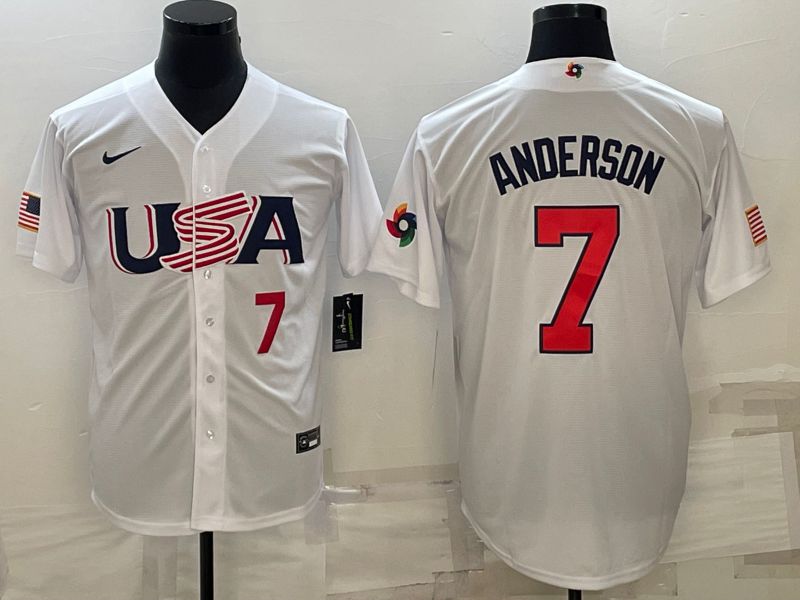Men 2023 World Cub USA #7 Anderson White Nike MLB Jersey6->more jerseys->MLB Jersey
